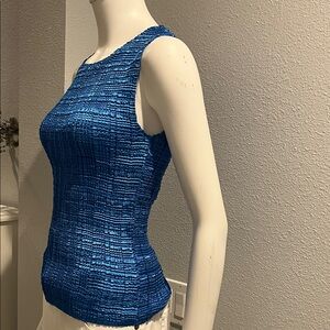 Blue Sleeveless Women's Top VINTAGE one size stretchy made by Valentina